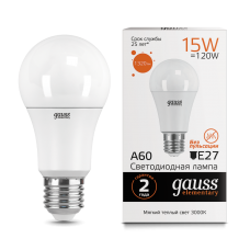 Gauss Elementary 23215 Лампа A60 15W 1320lm 3000K E27 LED