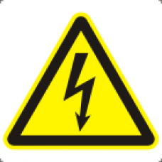 Знак W08 Опасность поражения электрическим током (Пленка 150х150 мм)