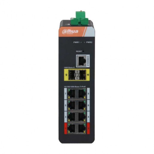 Dahua DH-IS4210-8GT-120 Коммутатор с PoE 8-портовый гигабитный управляемый, промышленное исполнение Dahua DH-IS4210-8GT-120 Коммутатор с PoE 8-портовый гигабитный управляемый, промышленное исполнение
